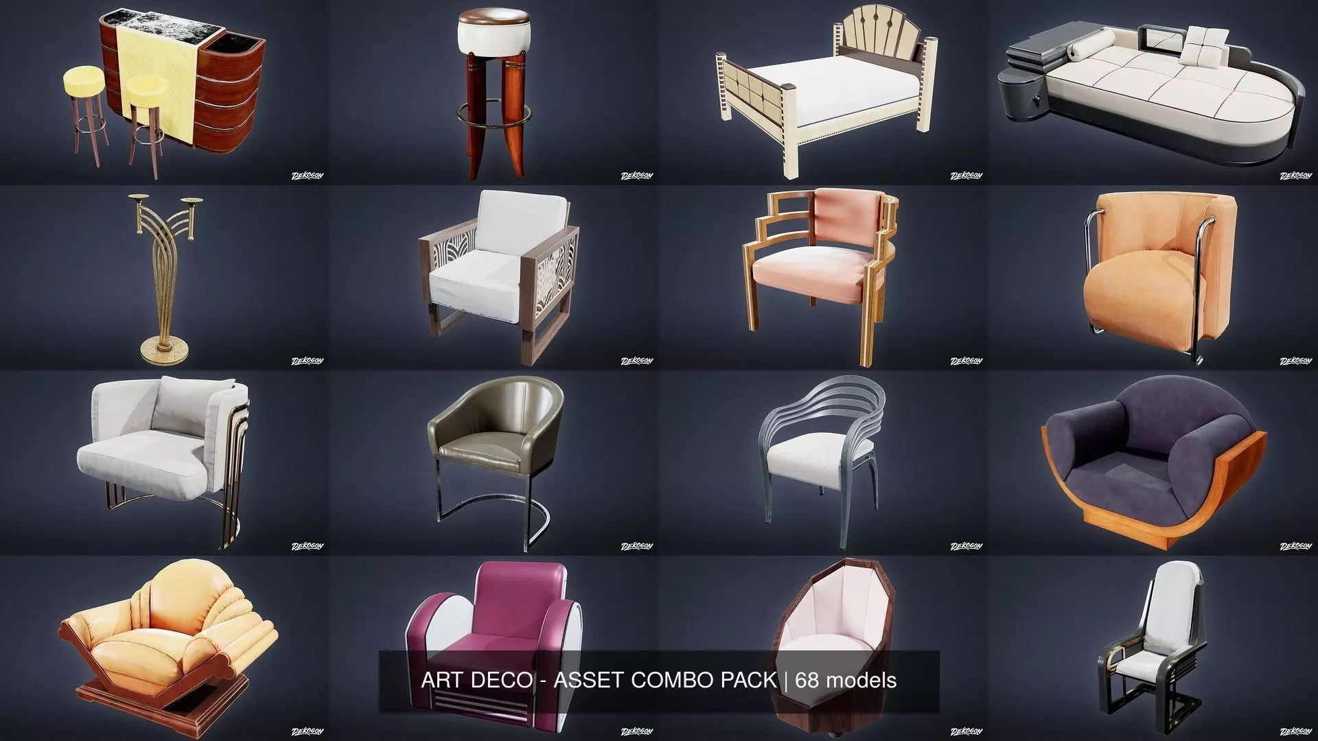 ART DECO - ASSET COMBO PACK 3D Model Collection_0