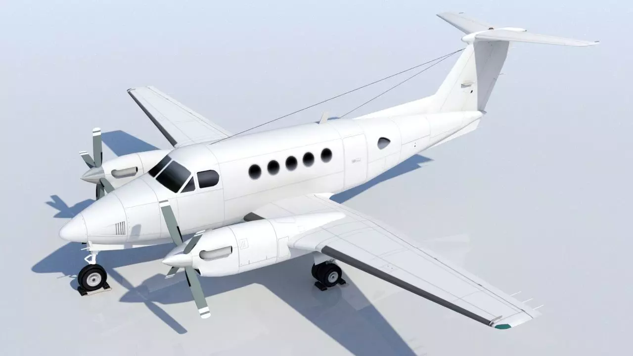 Beech King Air 200 Static Low-poly 3D model_0