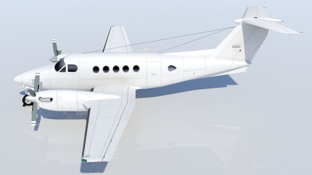 Beech King Air 200 Static Low-poly 3D model_1
