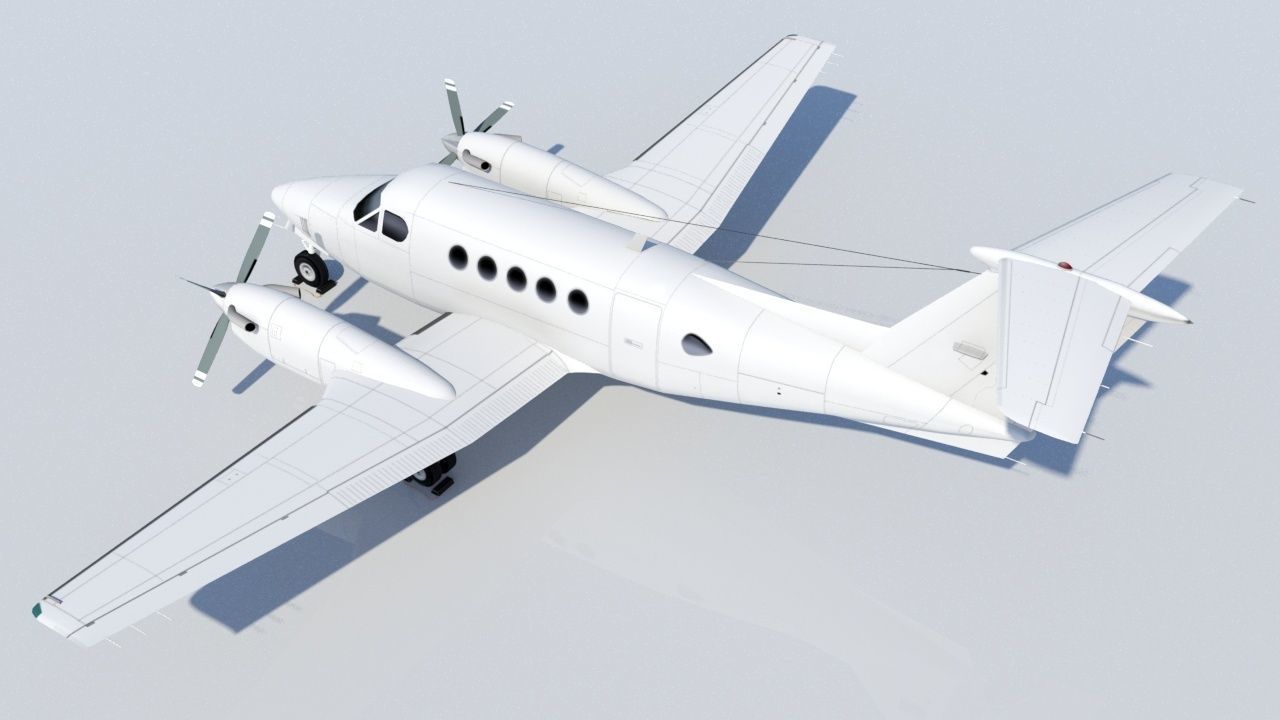 Beech King Air 200 Static Low-poly 3D model_2