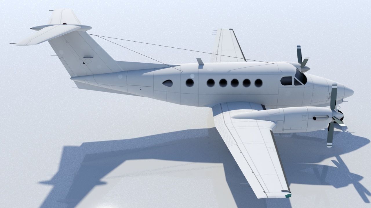 Beech King Air 200 Static Low-poly 3D model_6