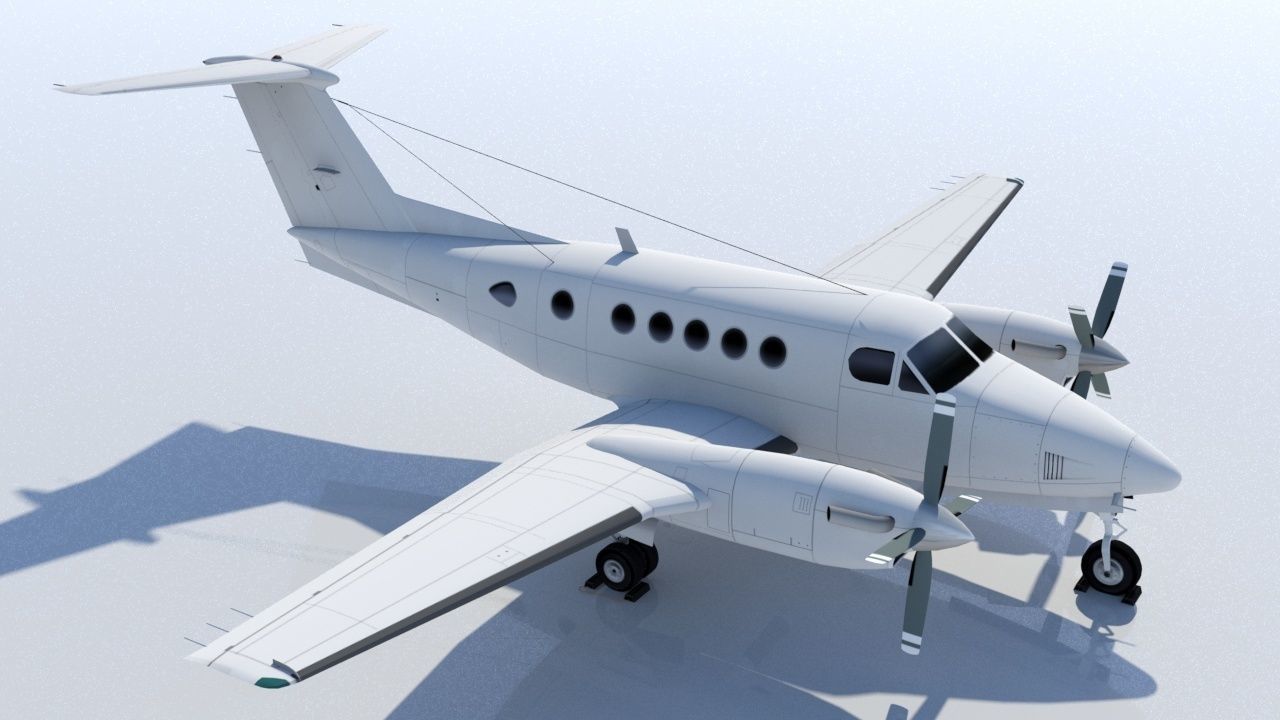 Beech King Air 200 Static Low-poly 3D model_7