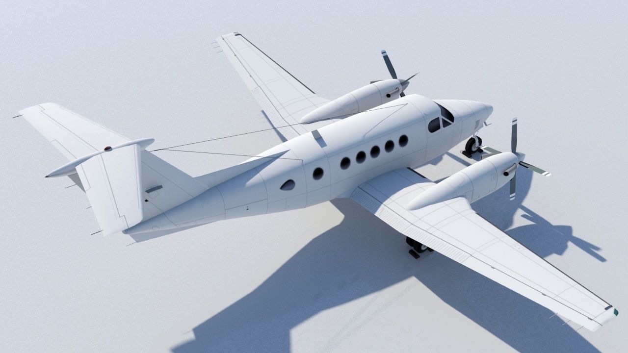 Beech King Air 200 Static Low-poly 3D model_4