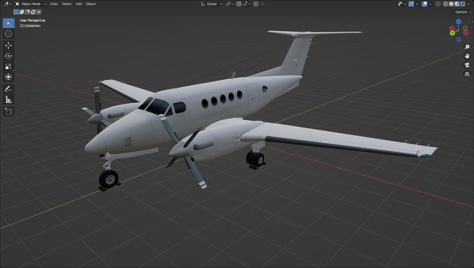 Beech King Air 200 Static Low-poly 3D model_11