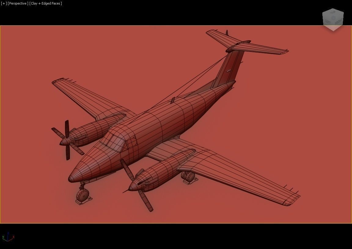 Beech King Air 200 Static Low-poly 3D model_14