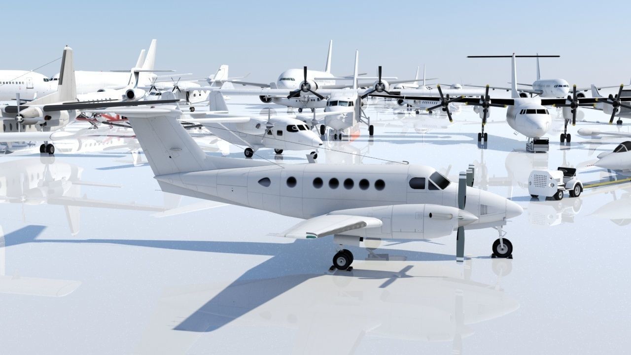 Beech King Air 200 Static Low-poly 3D model_13