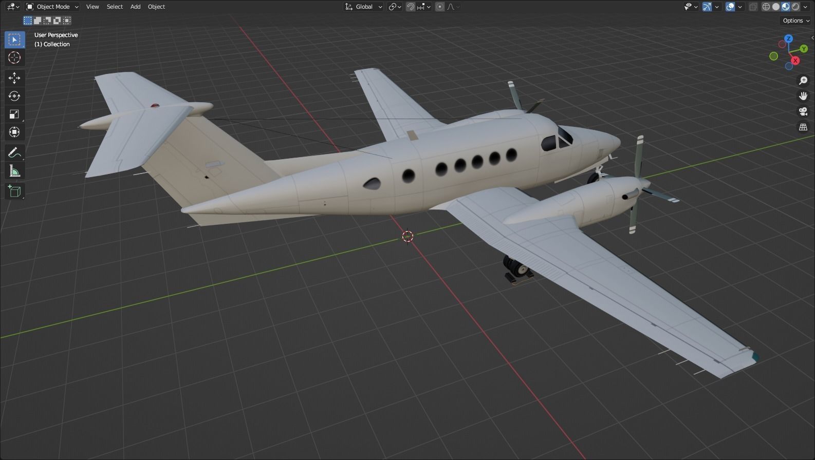 Beech King Air 200 Static Low-poly 3D model_12