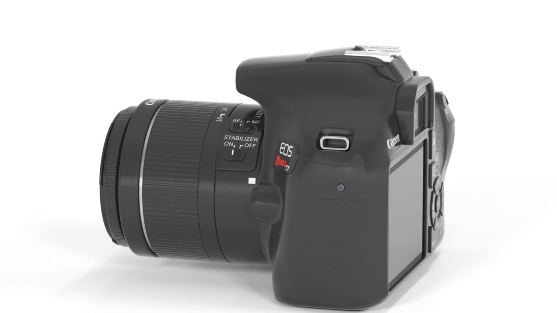 Canon EOS Rebel T7 DSLR Camera Low-poly 3D model_13