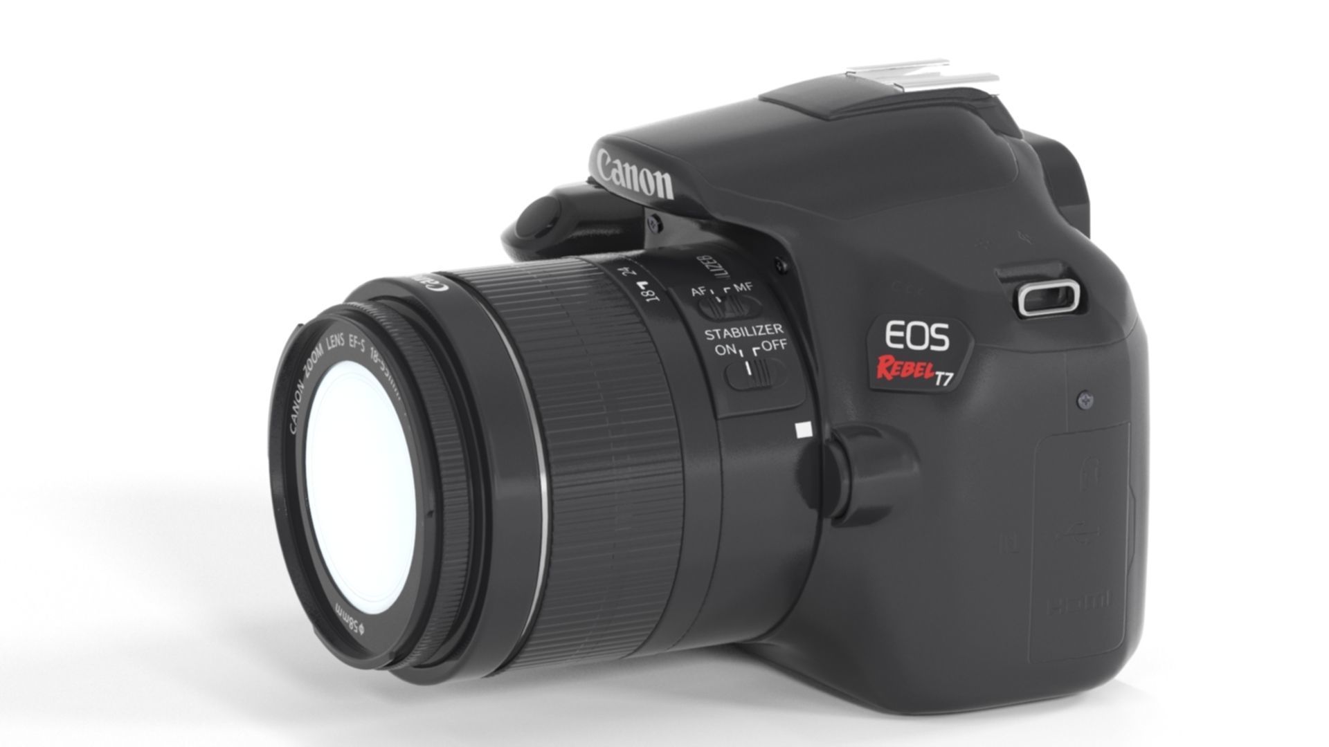 Canon EOS Rebel T7 DSLR Camera Low-poly 3D model_10