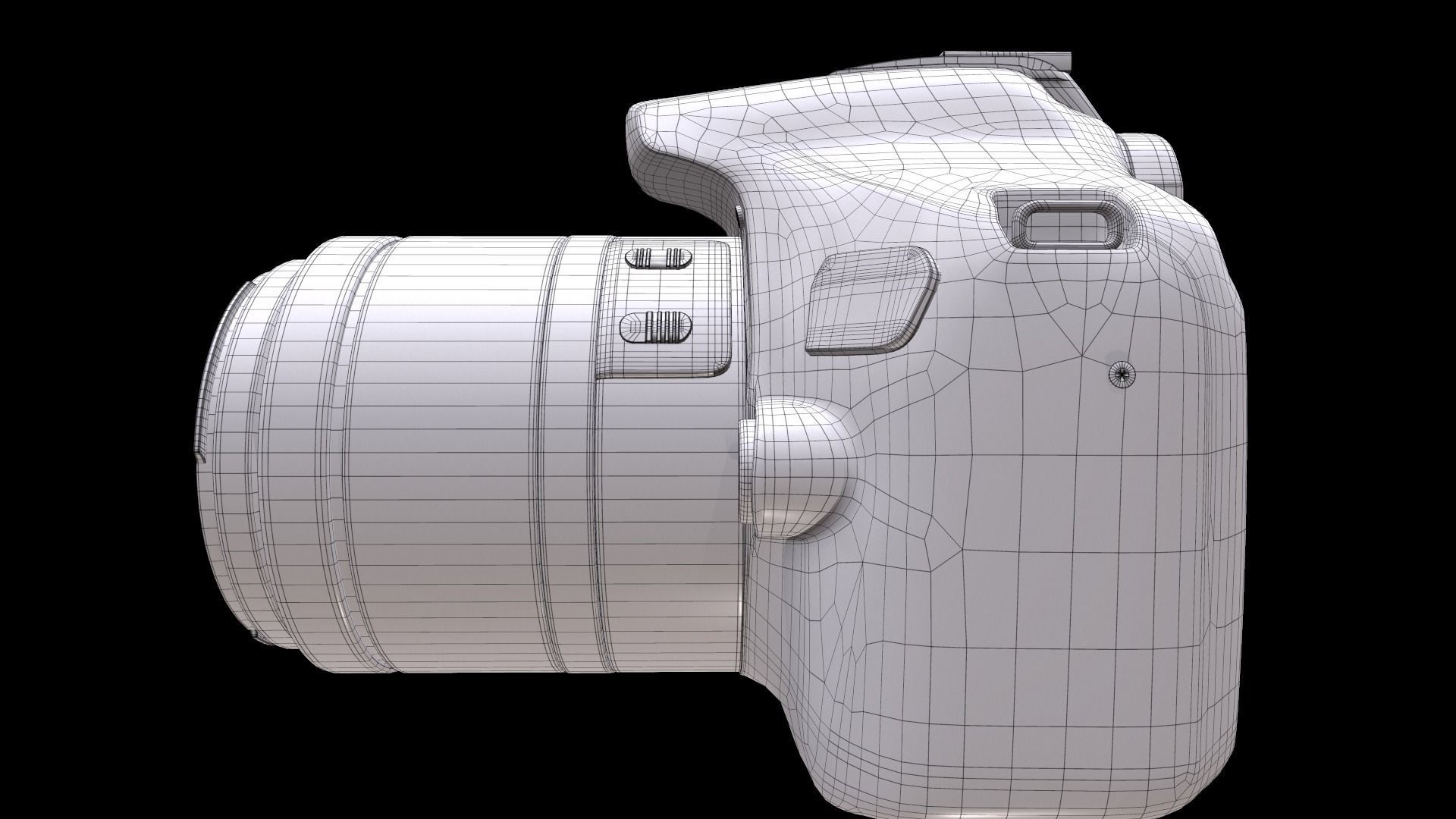 Canon EOS Rebel T7 DSLR Camera Low-poly 3D model_17