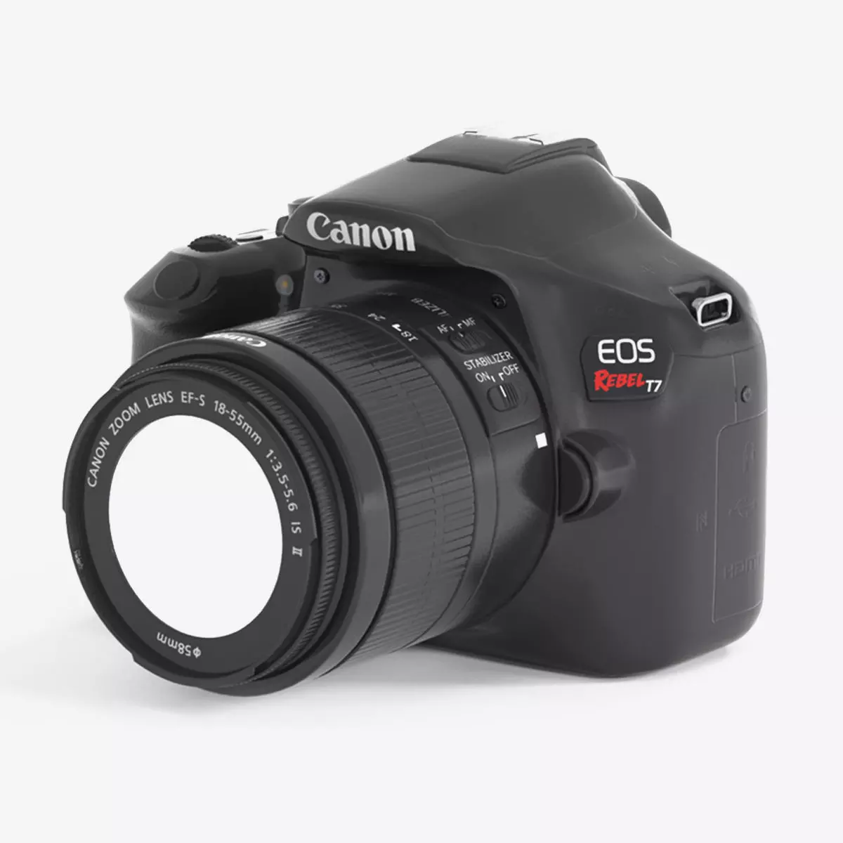 Canon EOS Rebel T7 DSLR Camera Low-poly 3D model_0
