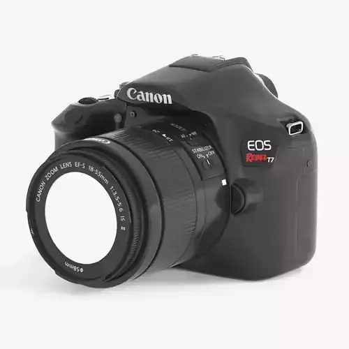 Canon EOS Rebel T7 DSLR Camera Low-poly 3D model