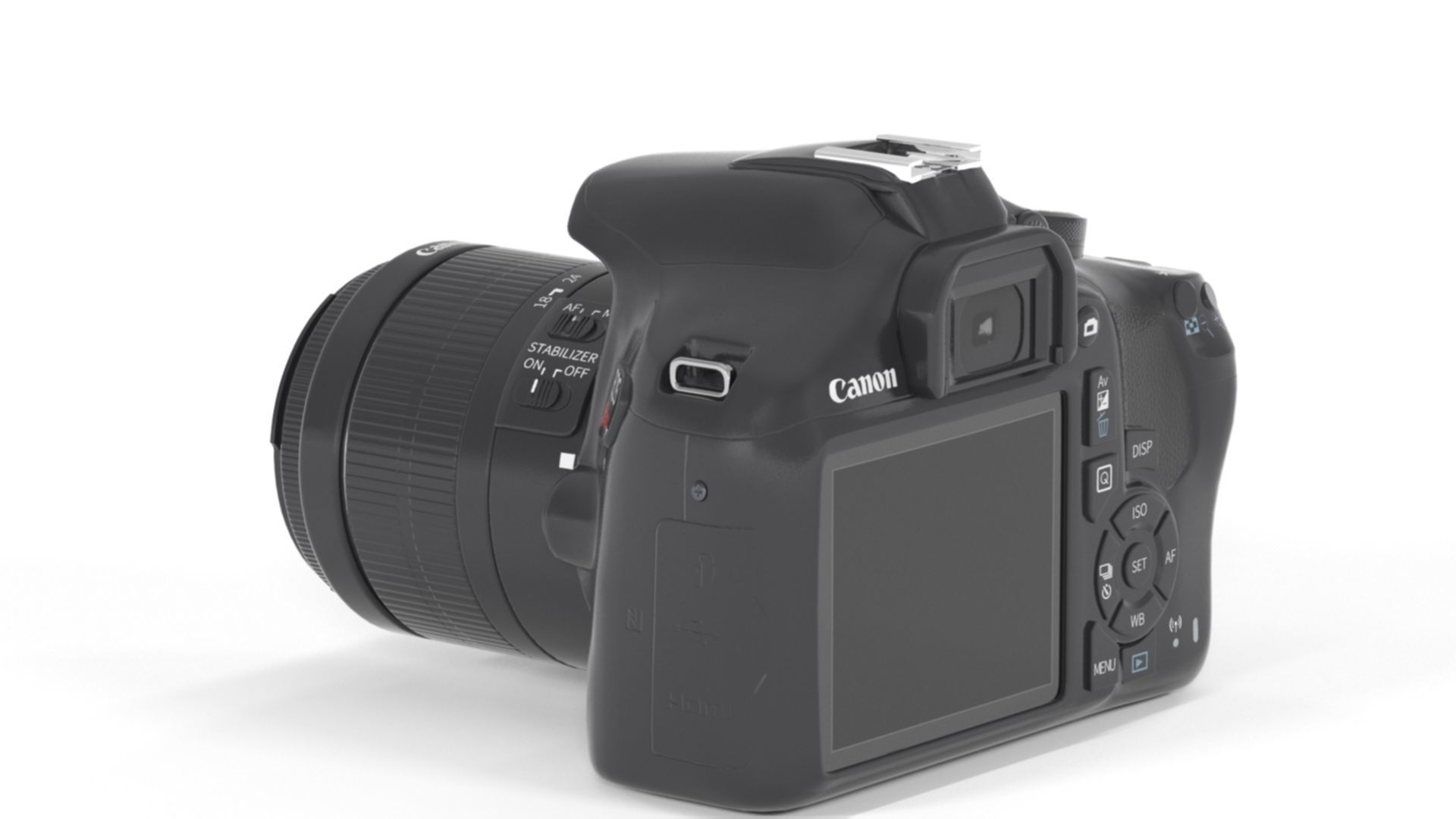 Canon EOS Rebel T7 DSLR Camera Low-poly 3D model_7