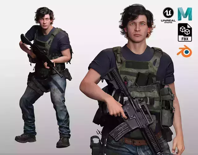 Realistic Male In Melitirian Attire Low-poly 3D model
