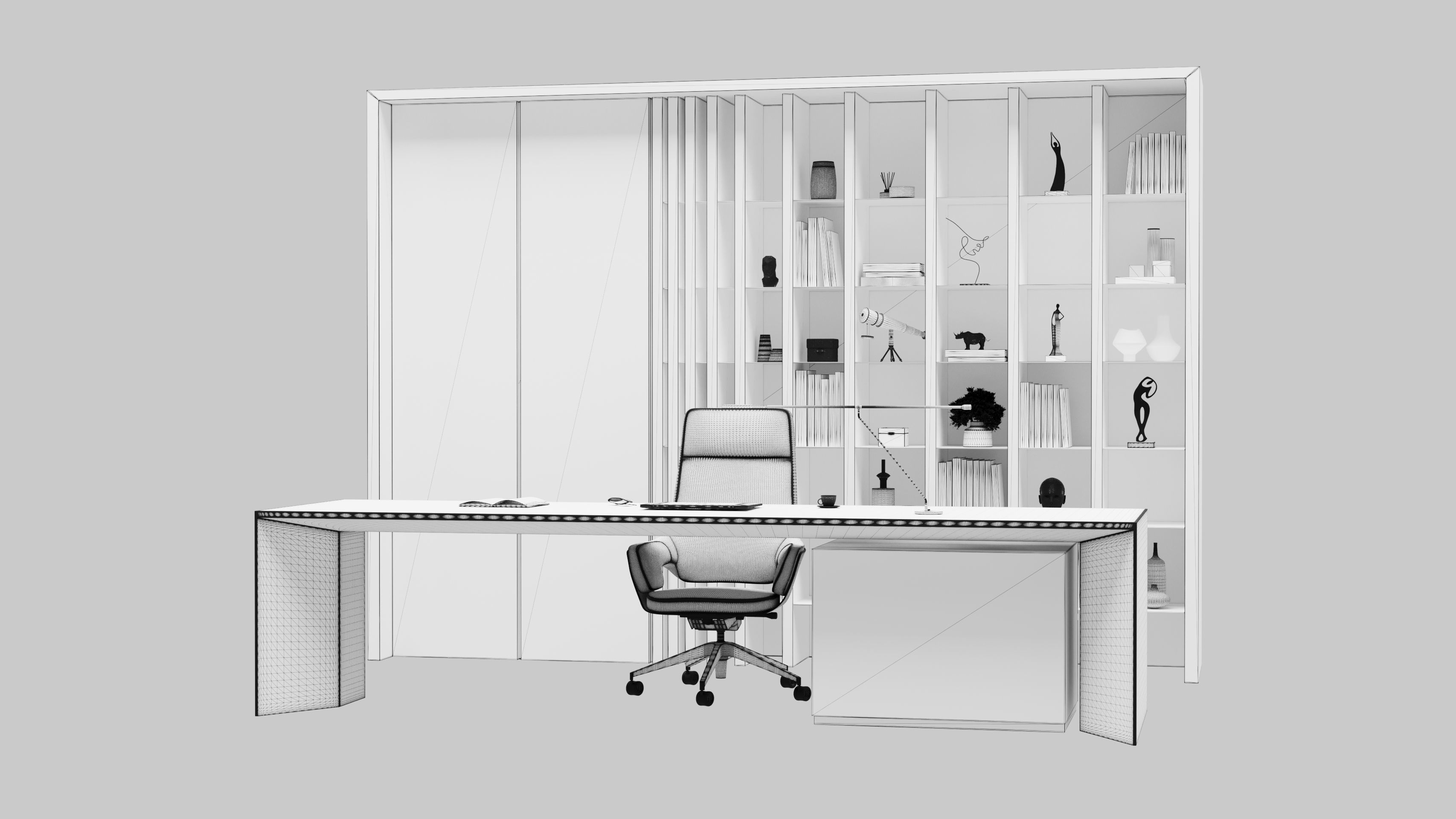 Modern Office Interior Design Low-poly 3D model_4