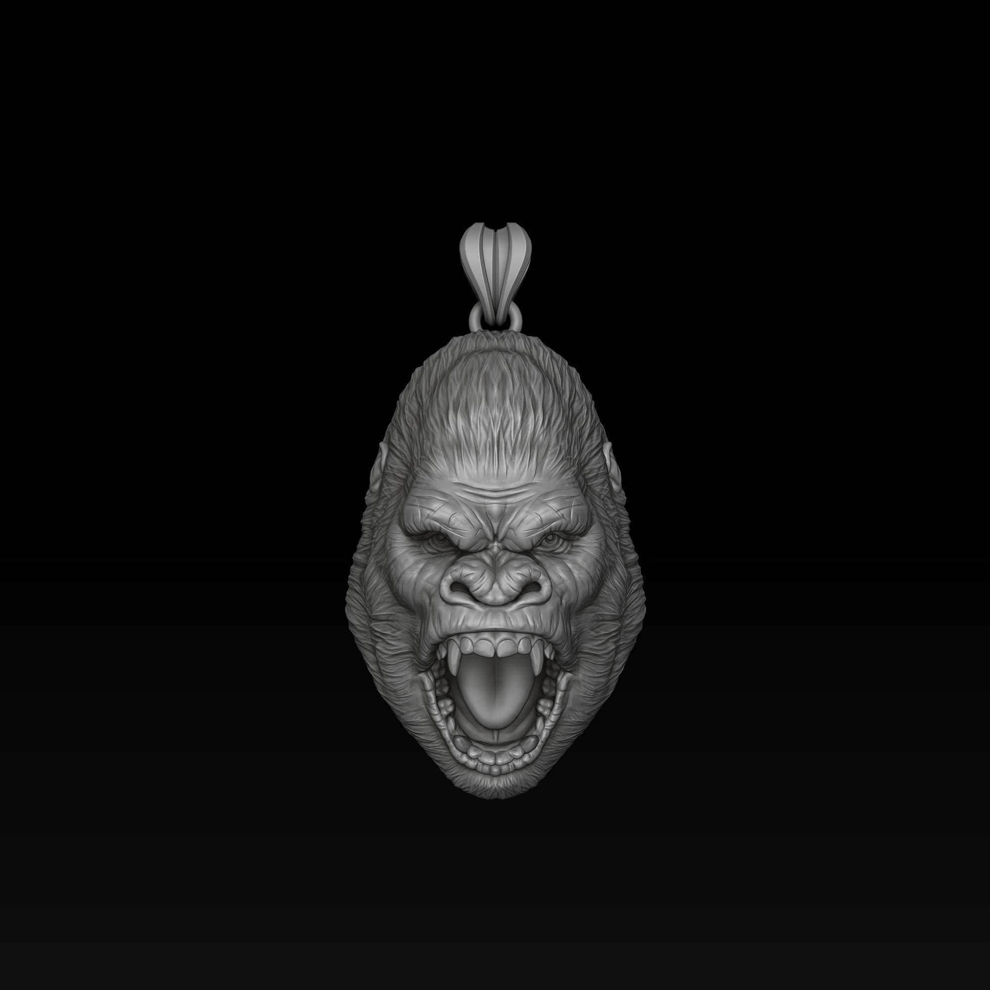 Gorilla Head Pendant 3D print model_6