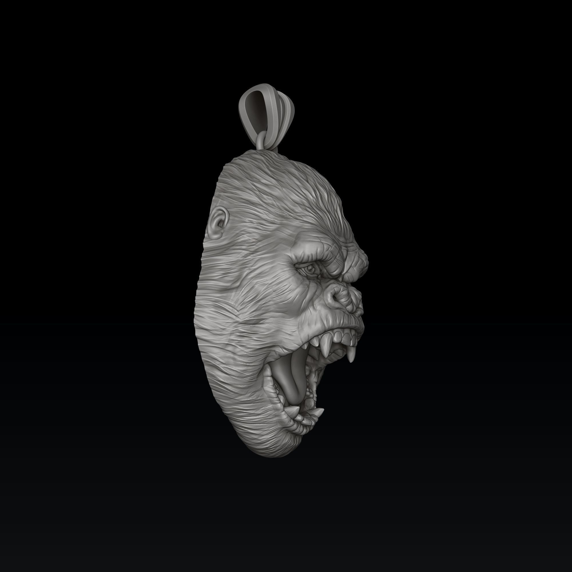 Gorilla Head Pendant 3D print model_2