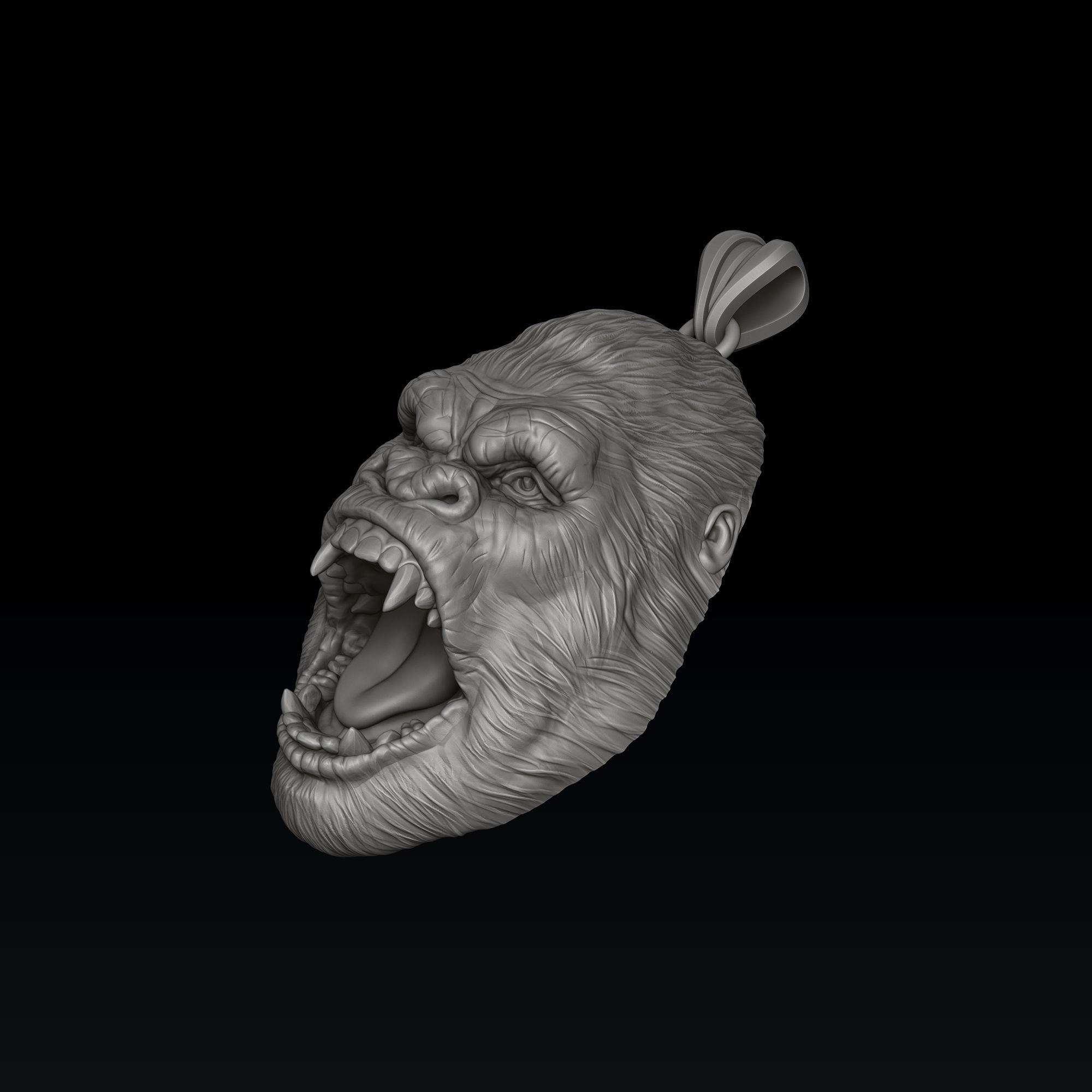Gorilla Head Pendant 3D print model_4