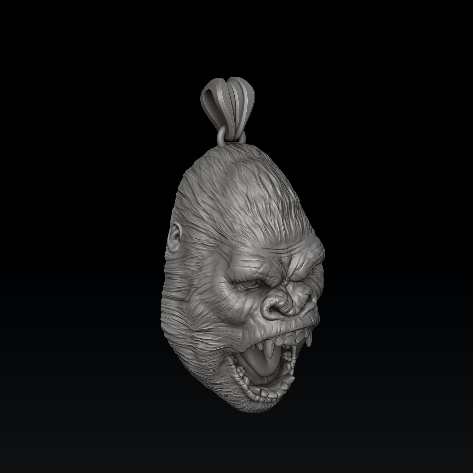 Gorilla Head Pendant 3D print model_1