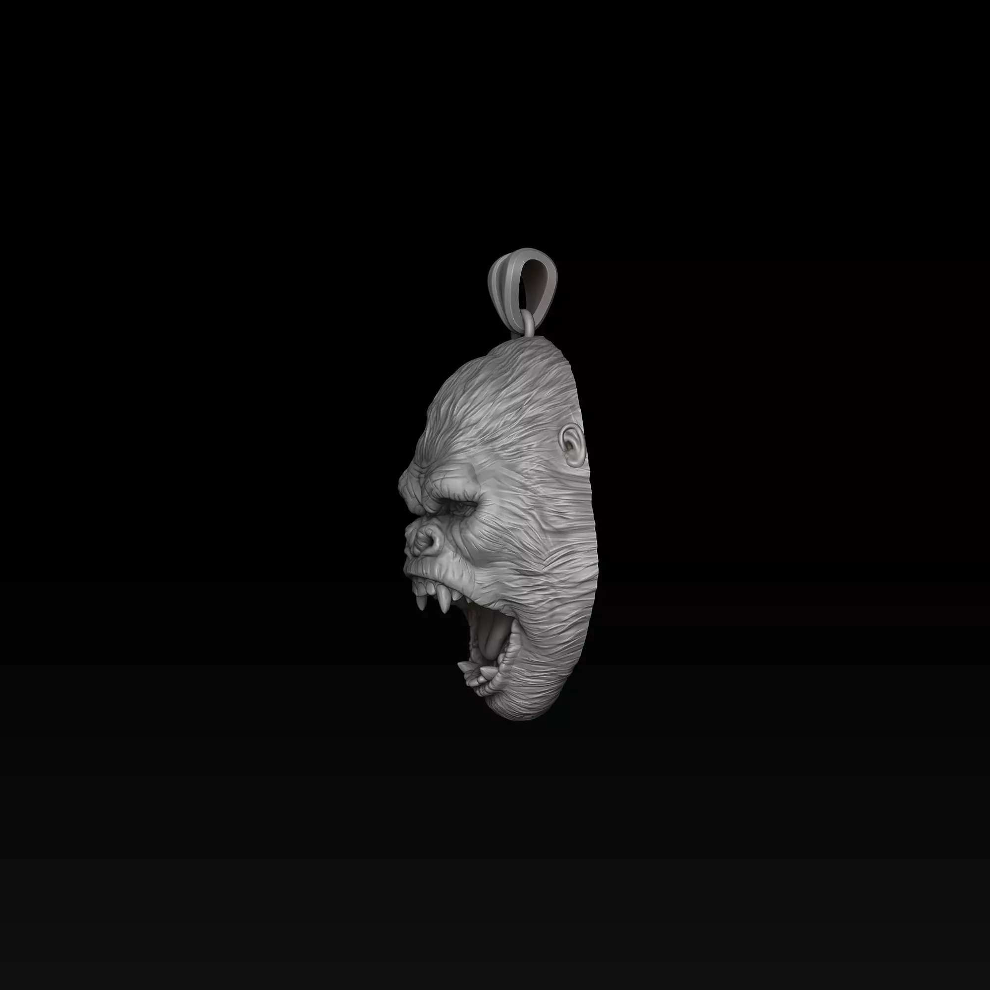 Gorilla Head Pendant 3D print model_7