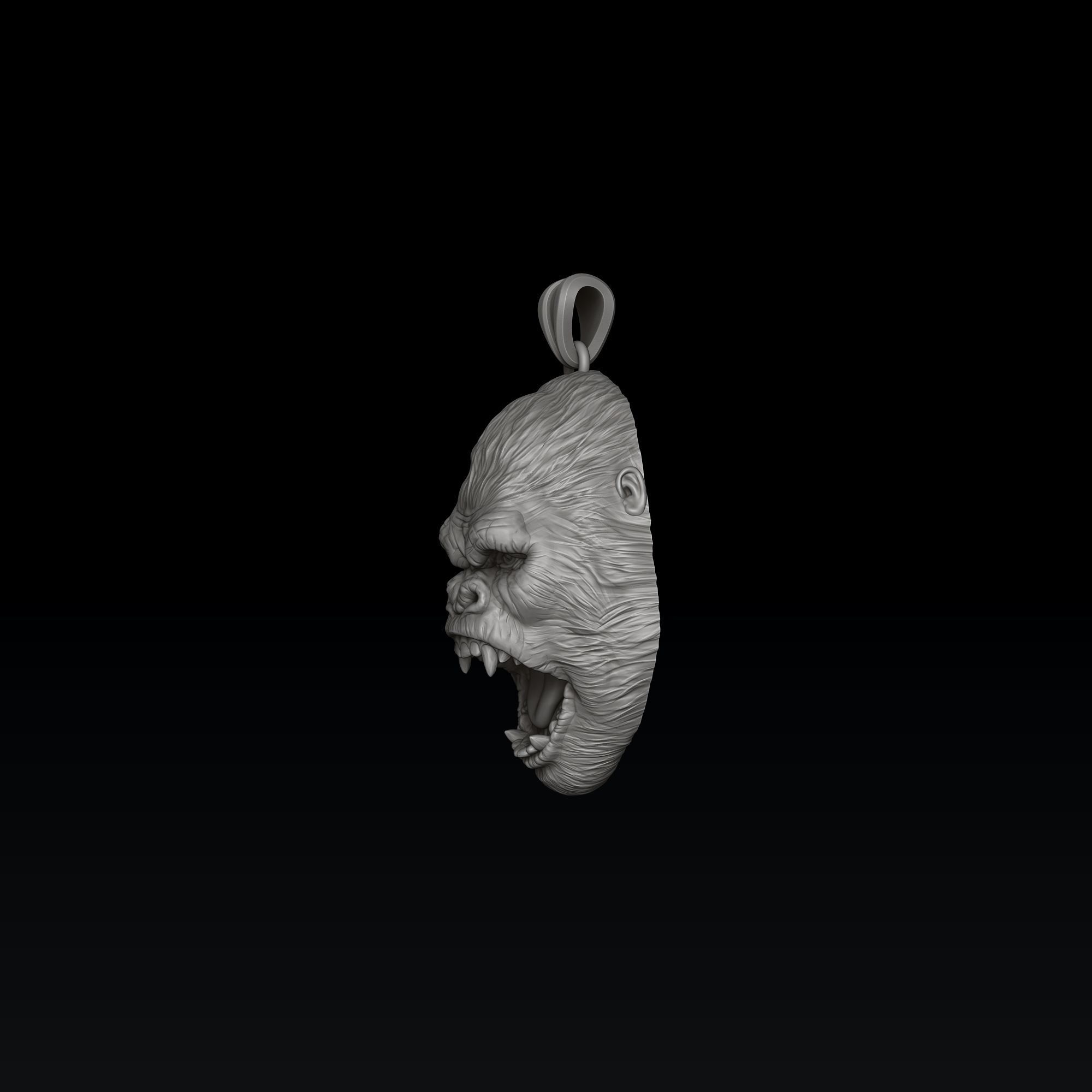 Gorilla Head Pendant 3D print model_3