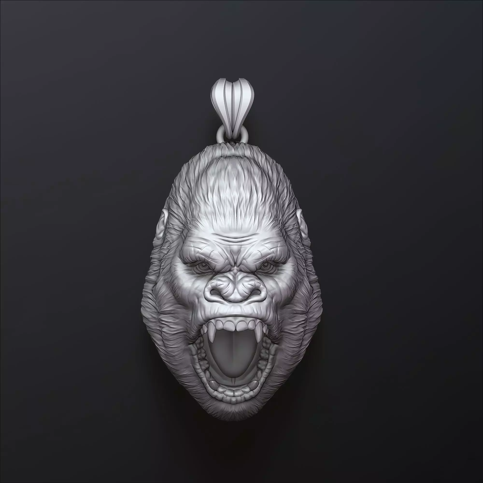 Gorilla Head Pendant 3D print model_0
