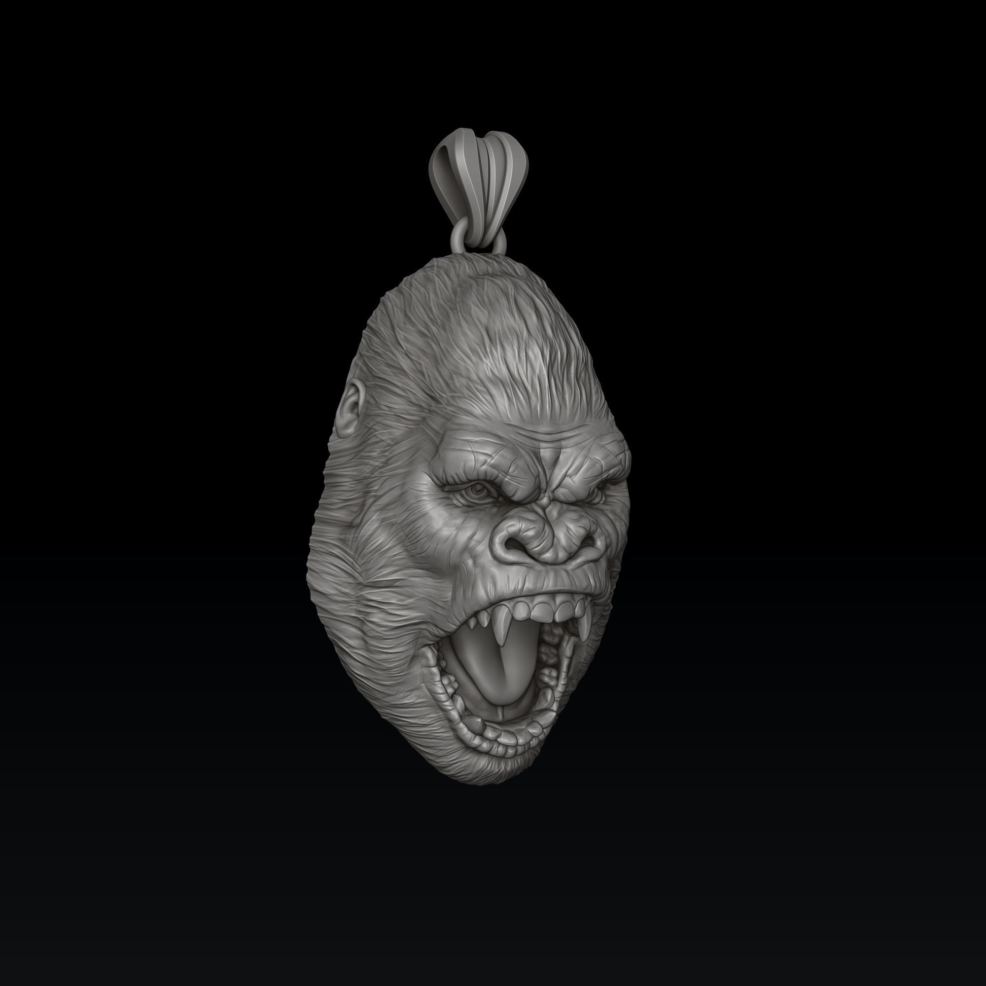 Gorilla Head Pendant 3D print model_5