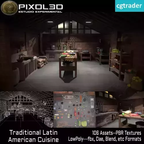Traditional Latin American cuisine Low-poly 3D model