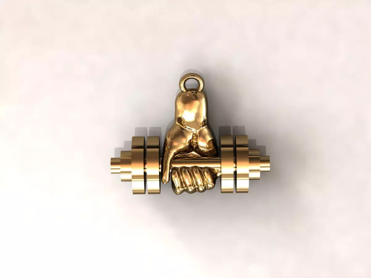 Hand with dumbbells pendant 40 3D print model