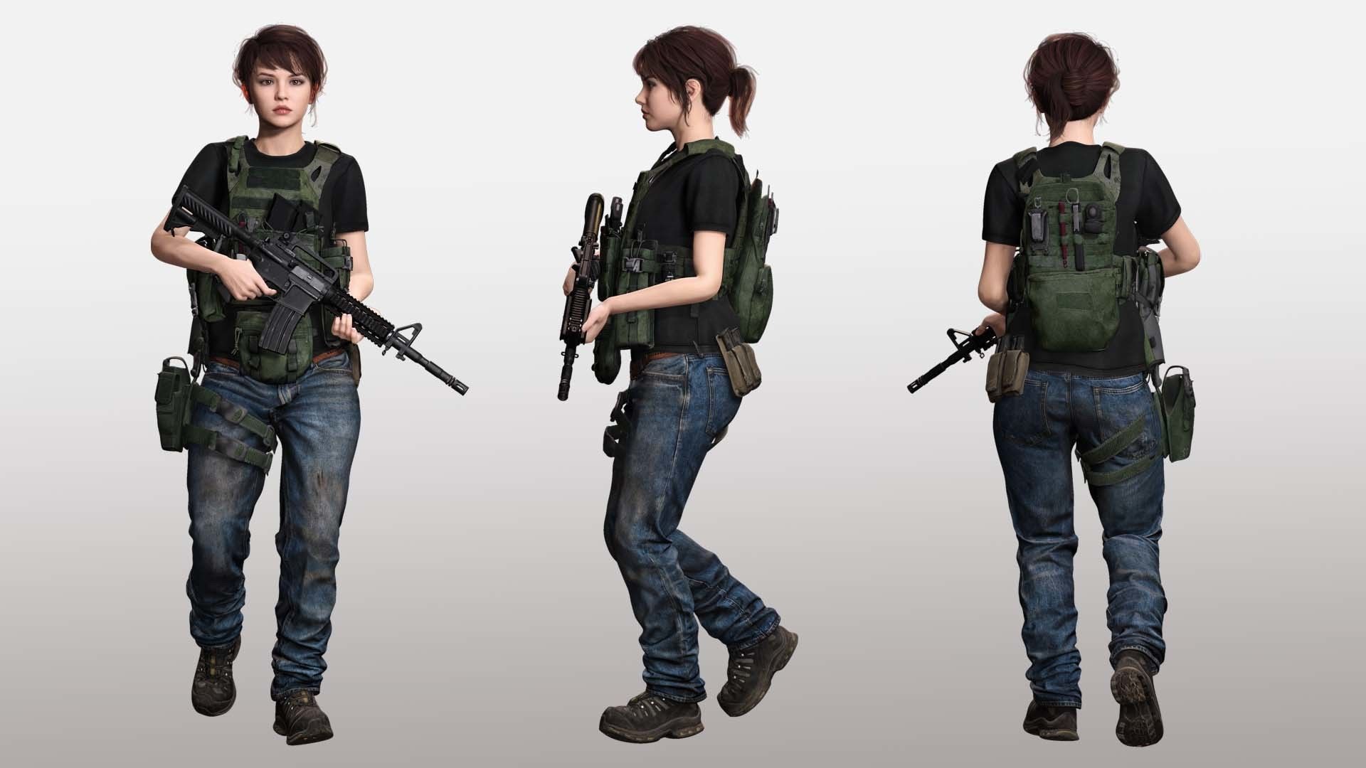 Nora - Realistic Woman In Melitirian Attire  Low-poly 3D model_2