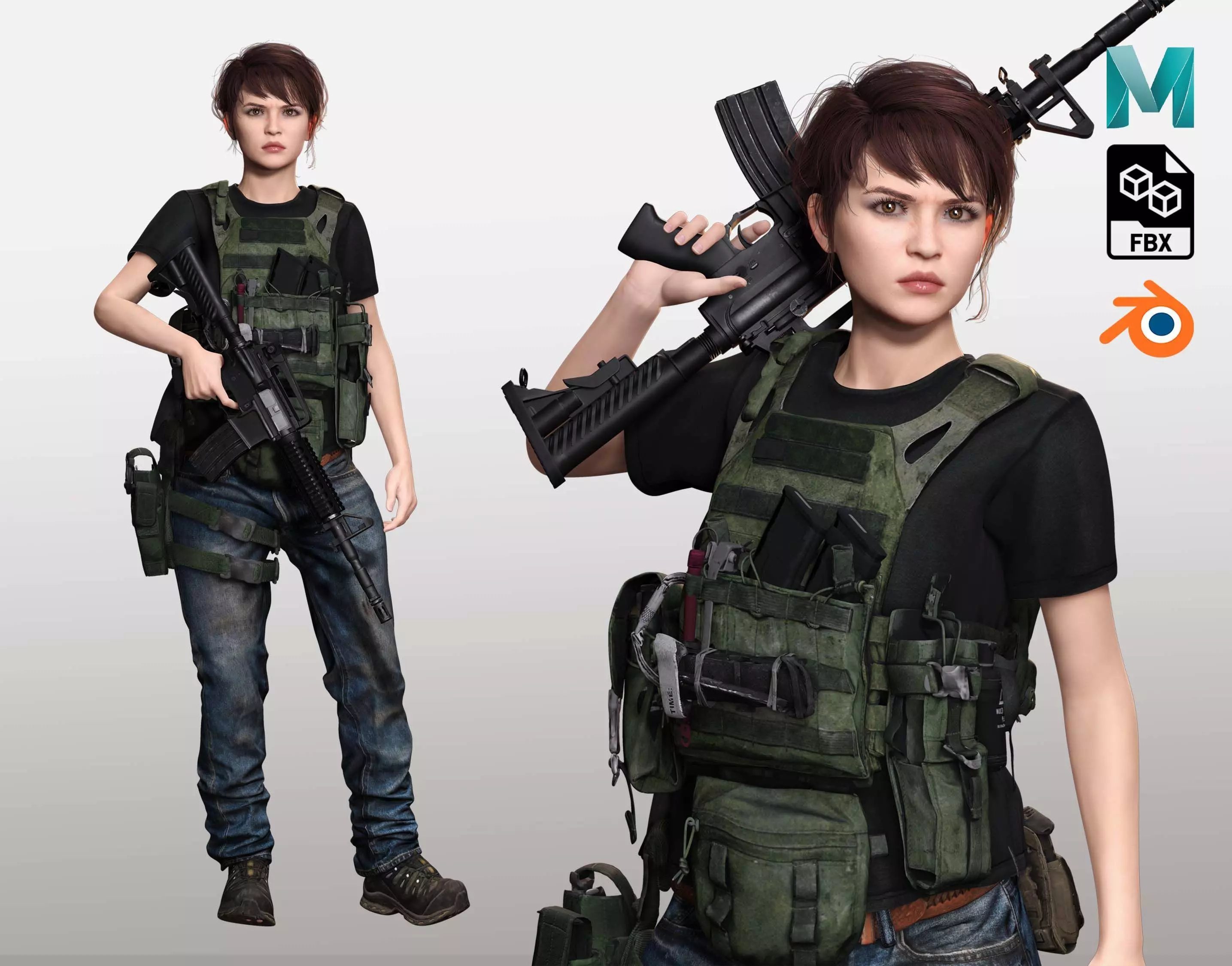 Nora - Realistic Woman In Melitirian Attire  Low-poly 3D model_0