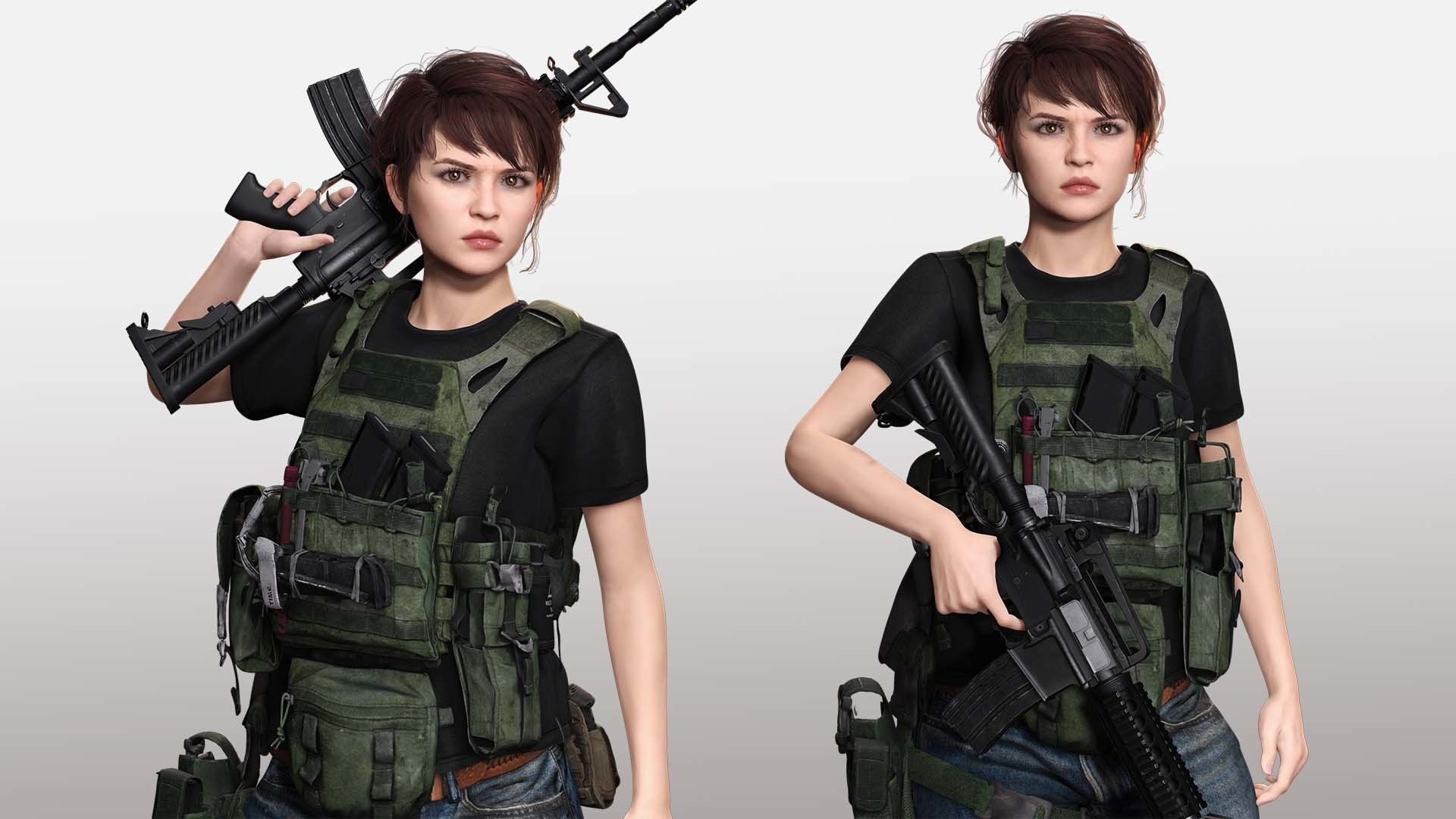 Nora - Realistic Woman In Melitirian Attire  Low-poly 3D model_6