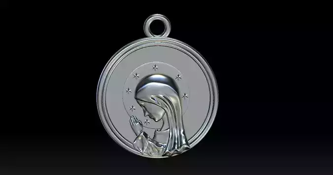 Catholic Virgin Mary Praying Pendant 1 3D print model