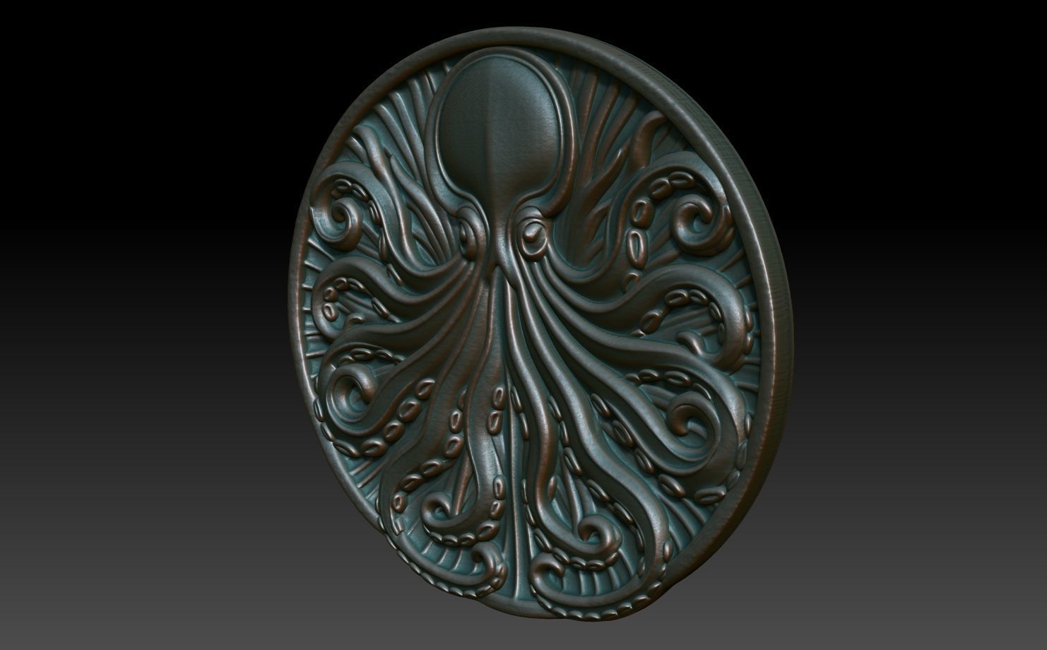 Octopus Basrelief 240529 3D print model_1