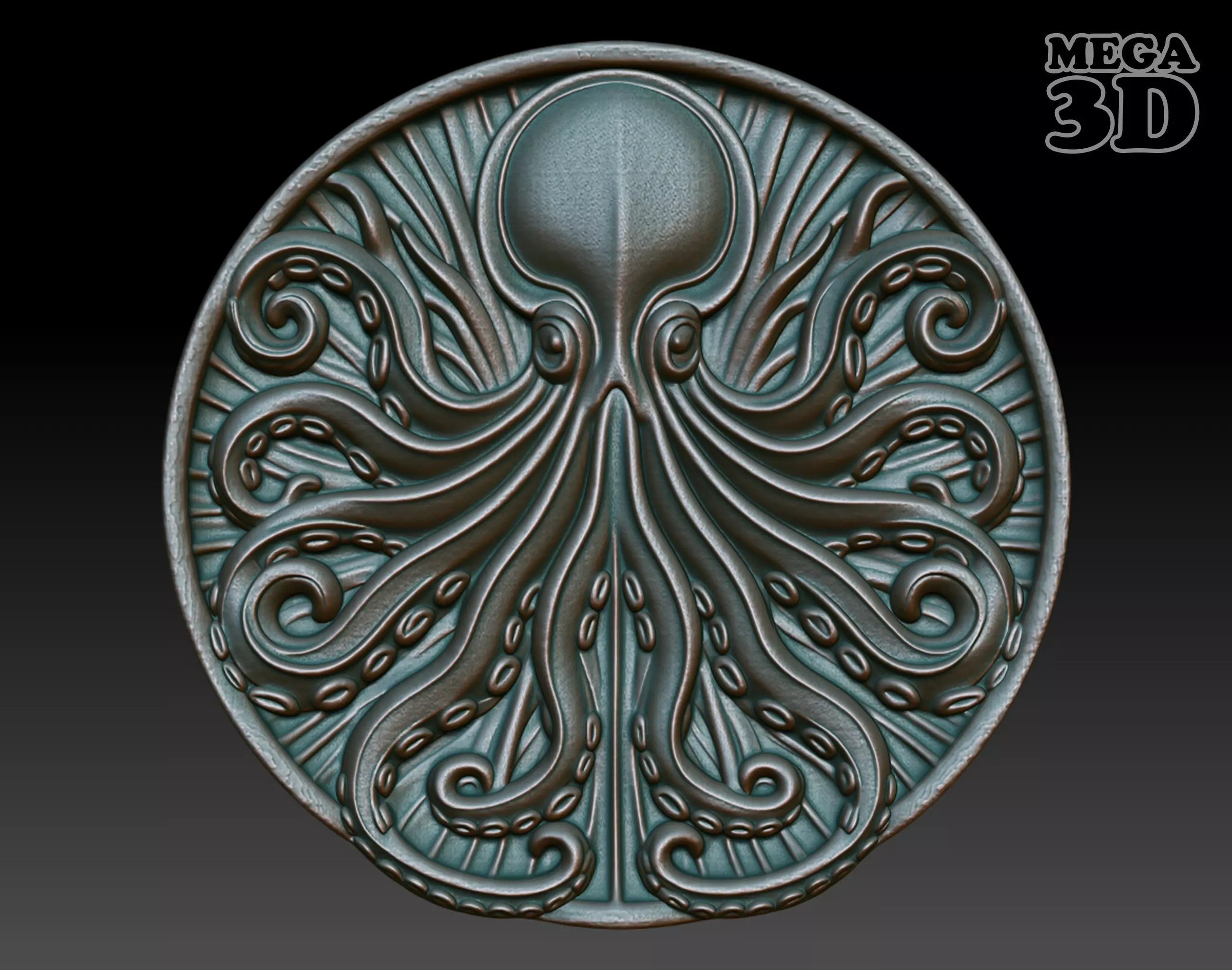 Octopus Basrelief 240529 3D print model_0