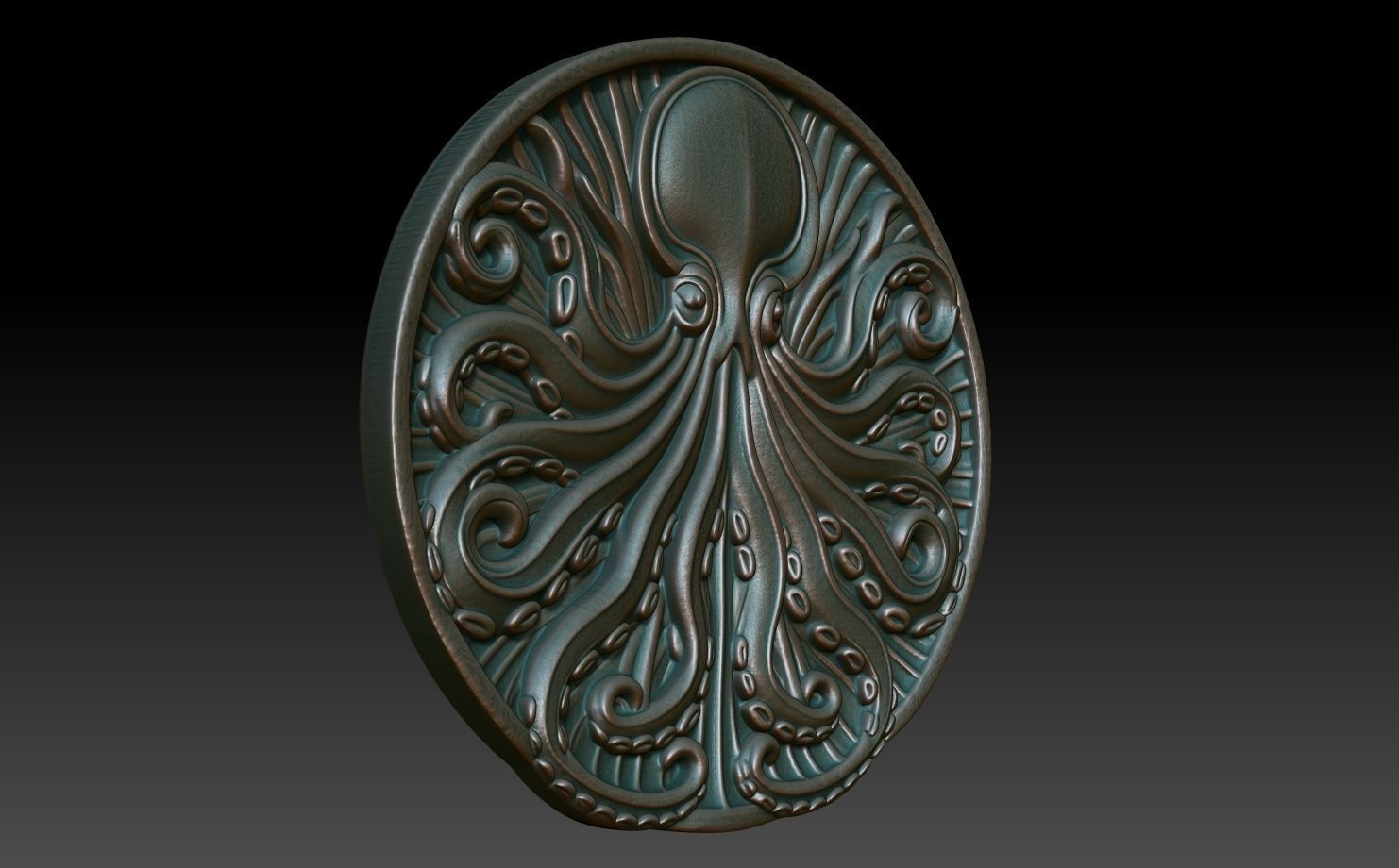 Octopus Basrelief 240529 3D print model_2