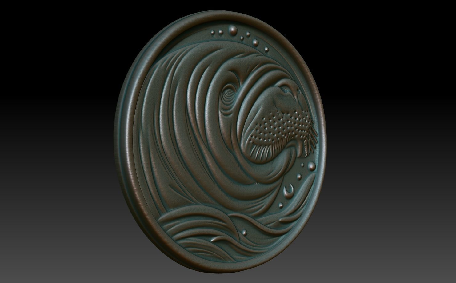 Manatee Basrelief 240529 3D print model_2