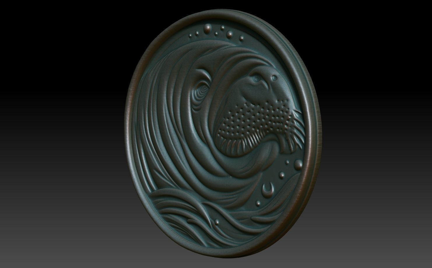 Manatee Basrelief 240529 3D print model_1