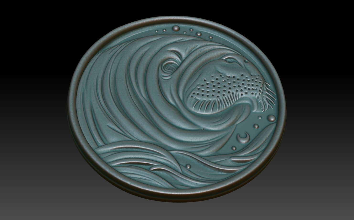 Manatee Basrelief 240529 3D print model_4