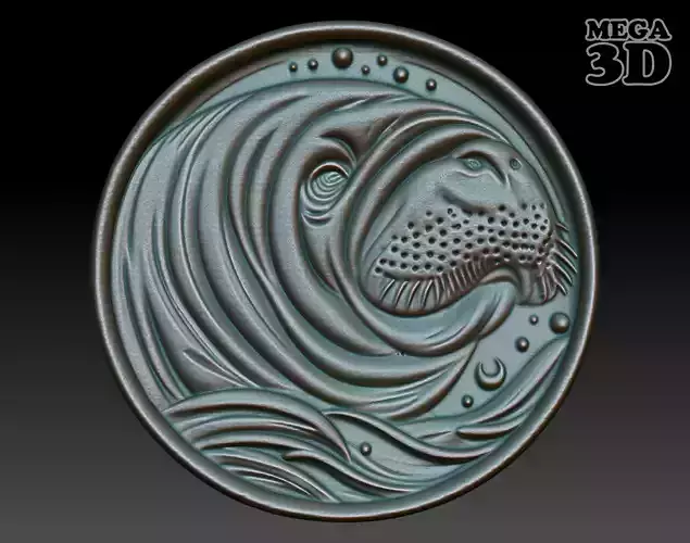Manatee Basrelief 240529 3D print model