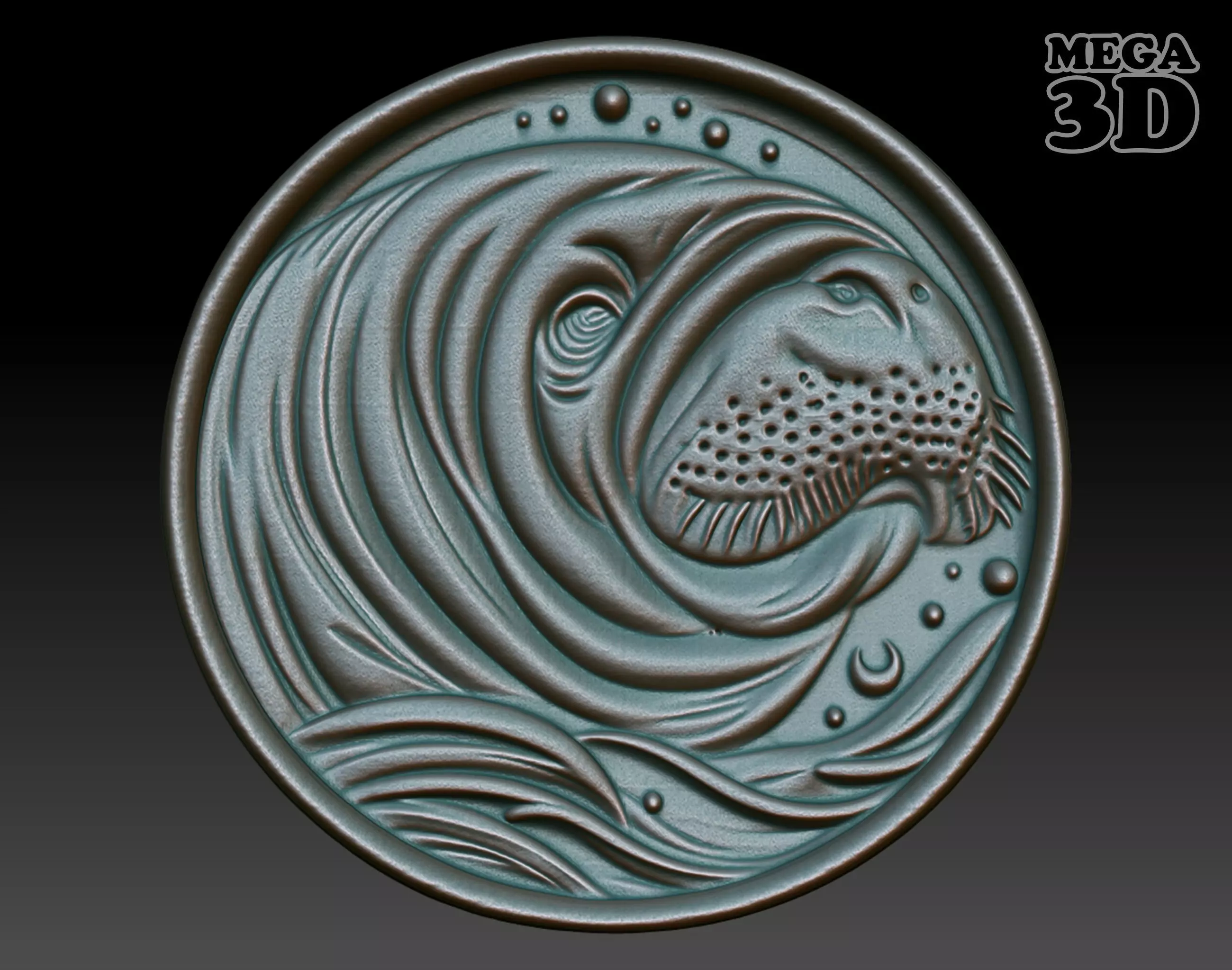 Manatee Basrelief 240529 3D print model_0