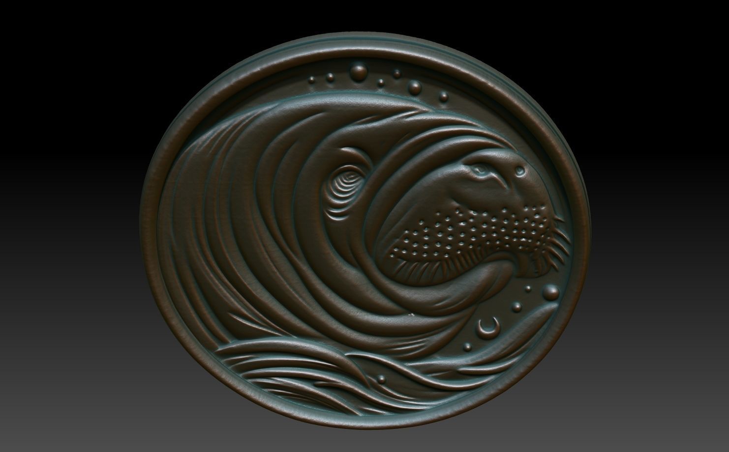 Manatee Basrelief 240529 3D print model_3