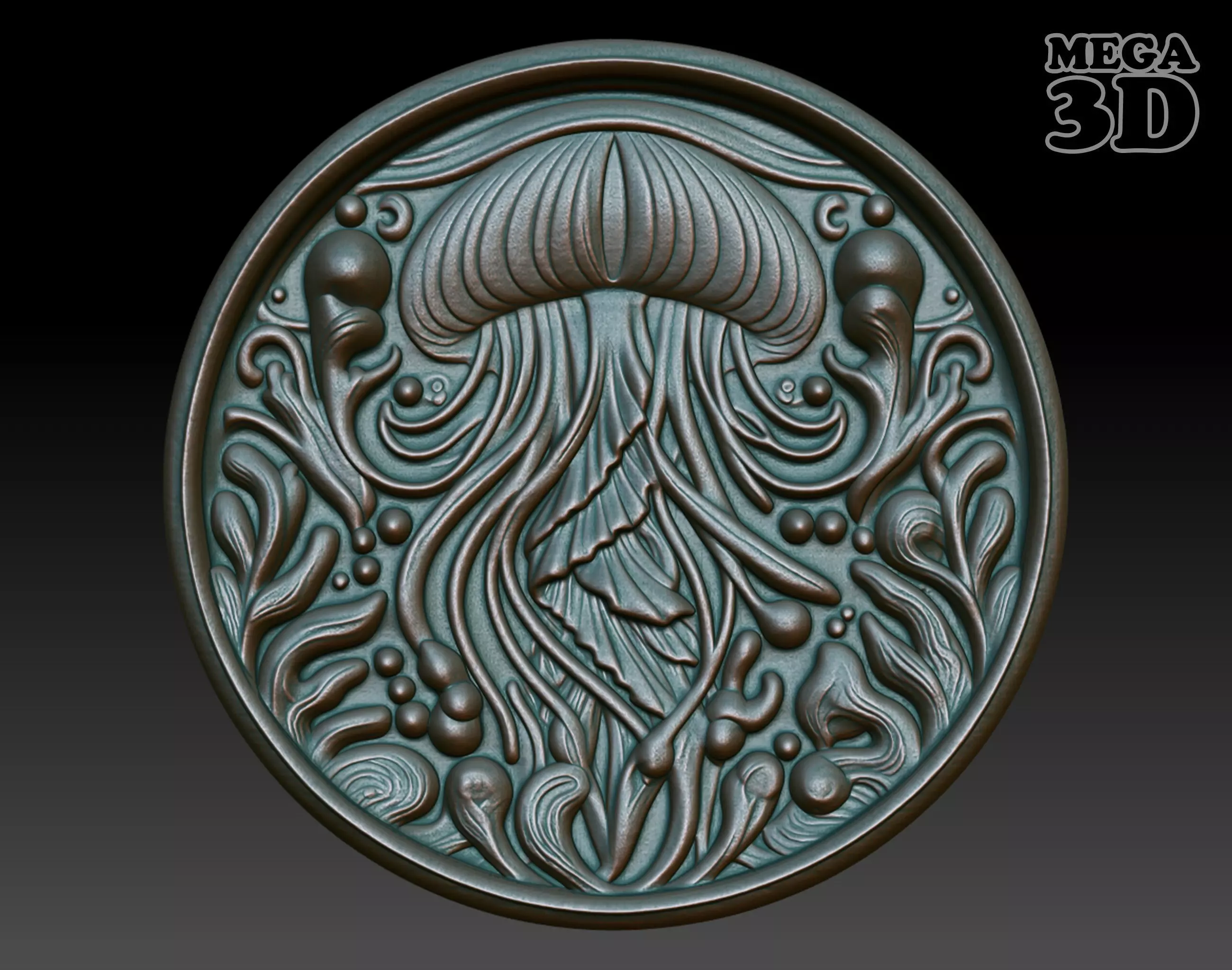 Jellyfish Basrelief 240529 3D print model_0
