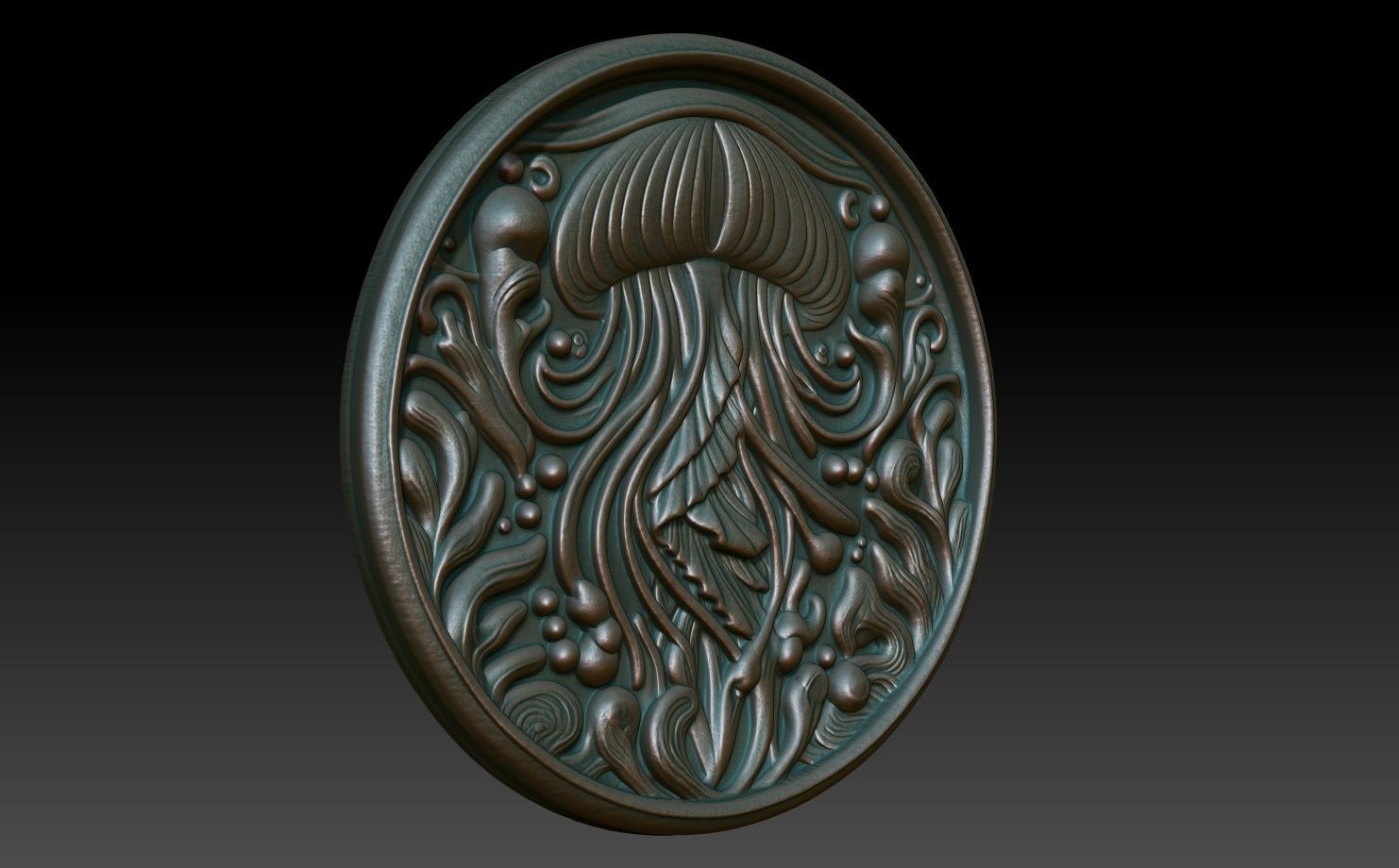 Jellyfish Basrelief 240529 3D print model_2