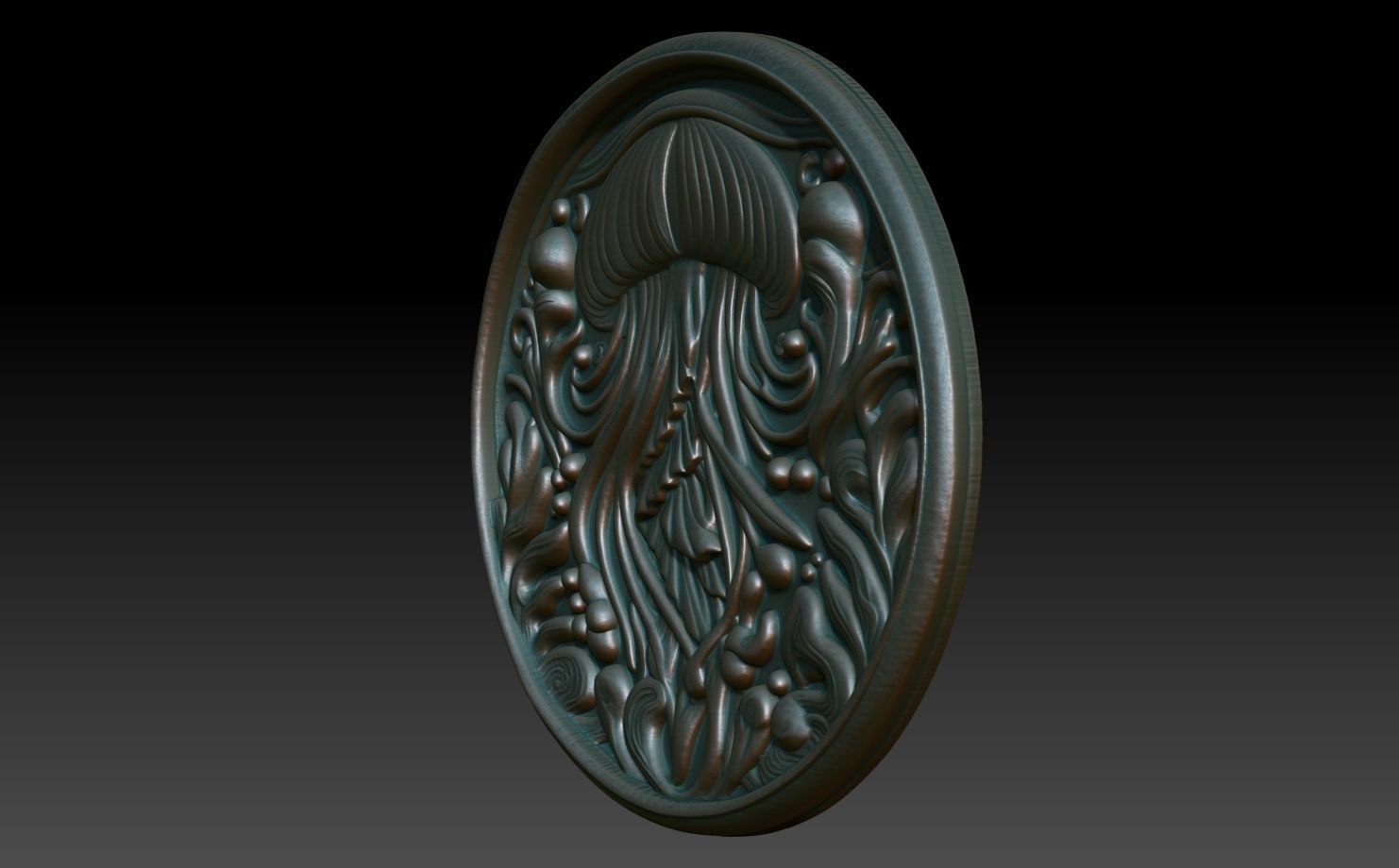 Jellyfish Basrelief 240529 3D print model_1