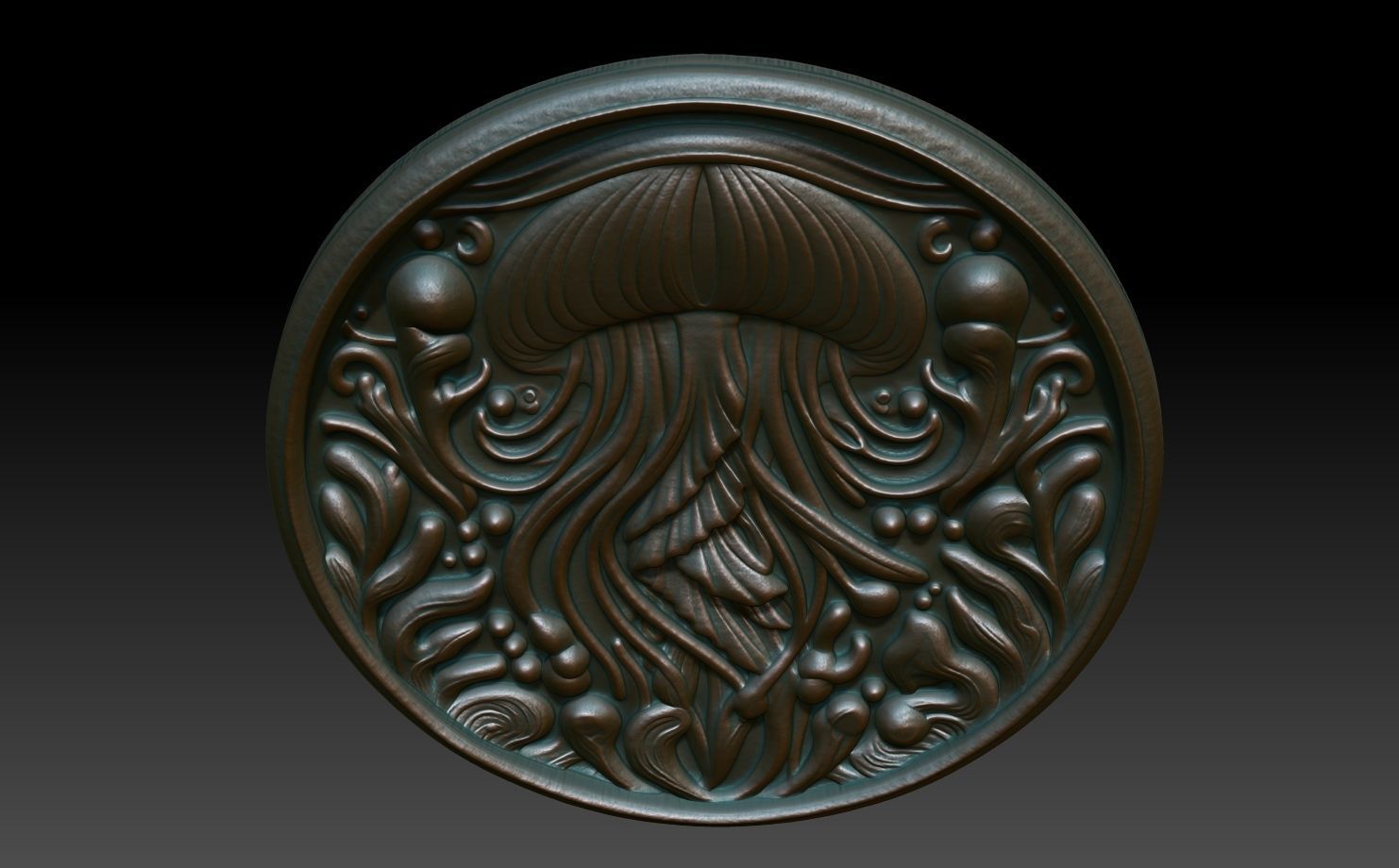 Jellyfish Basrelief 240529 3D print model_3