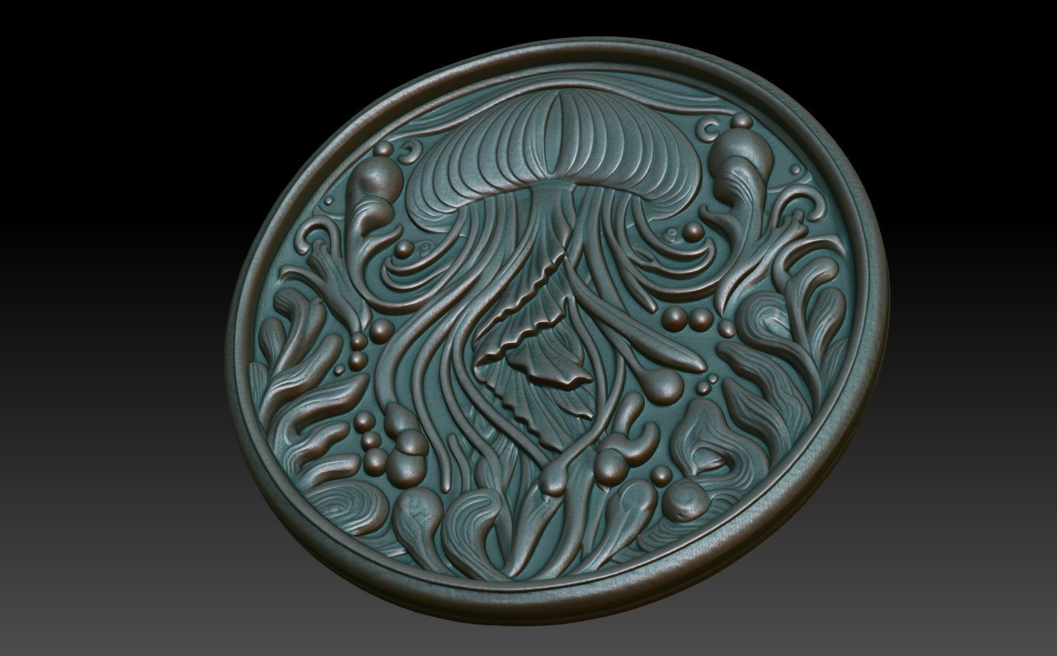 Jellyfish Basrelief 240529 3D print model_4