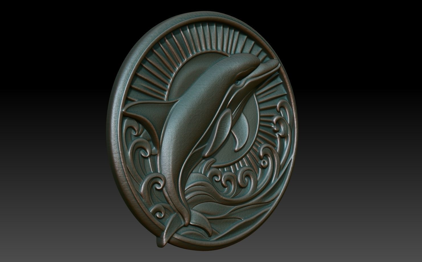 Dolphin Basrelief 240529 3D print model_2