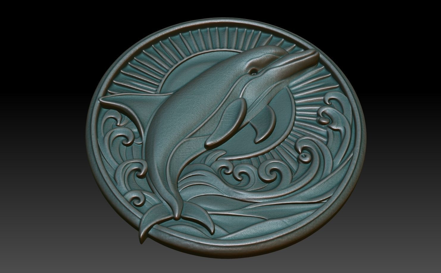 Dolphin Basrelief 240529 3D print model_4