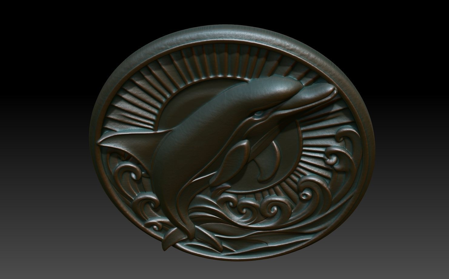 Dolphin Basrelief 240529 3D print model_3